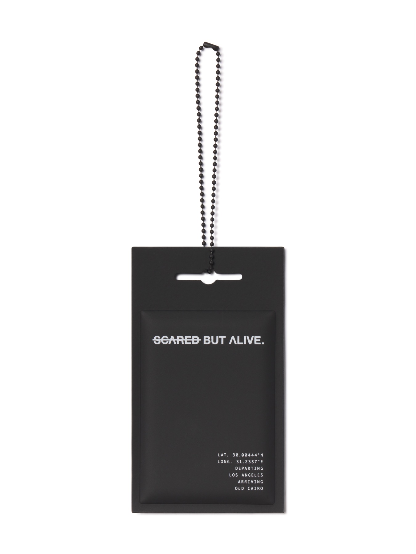 Full Scared But Alive garment hang tag
